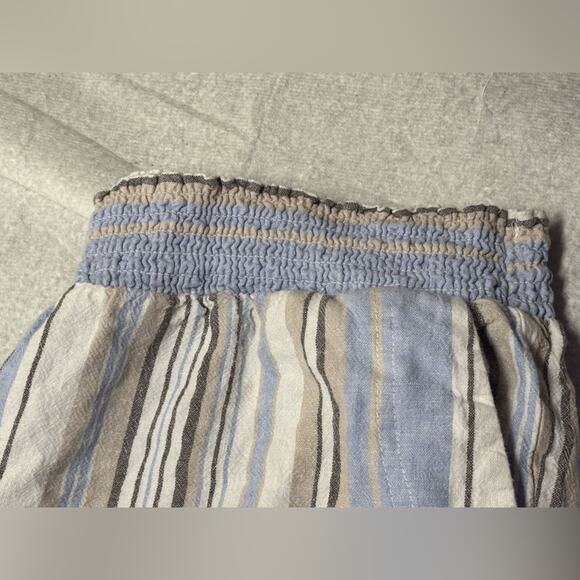 Relaxed 90s Land and Sea Linen Loungewear Stripped Pattern Elastic Waist Med - Picture 4 of 5